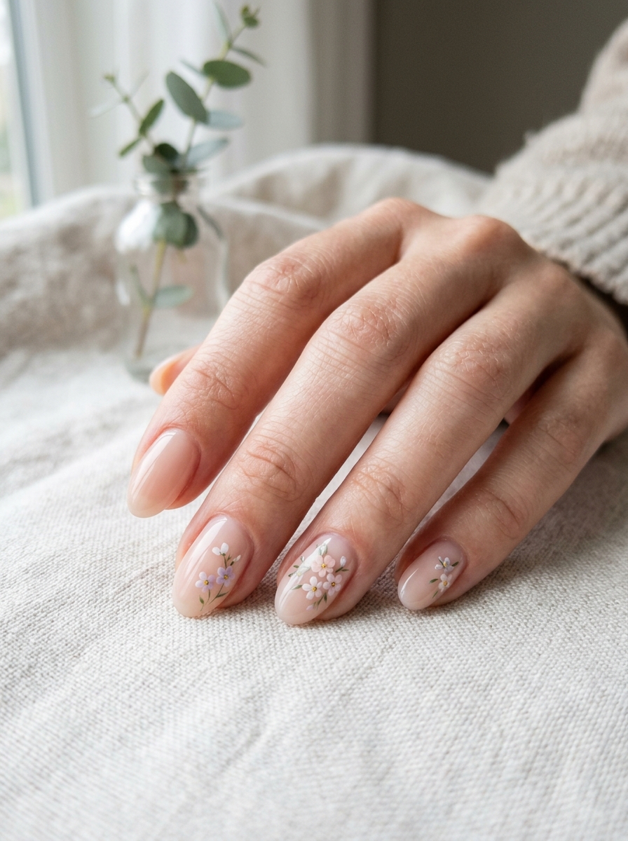 Korean Mini Floral Nails als Koreanische Nageldesigns Inspiration 2026